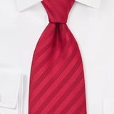 Tonal Red Narrow Striped Necktie - MenSuits