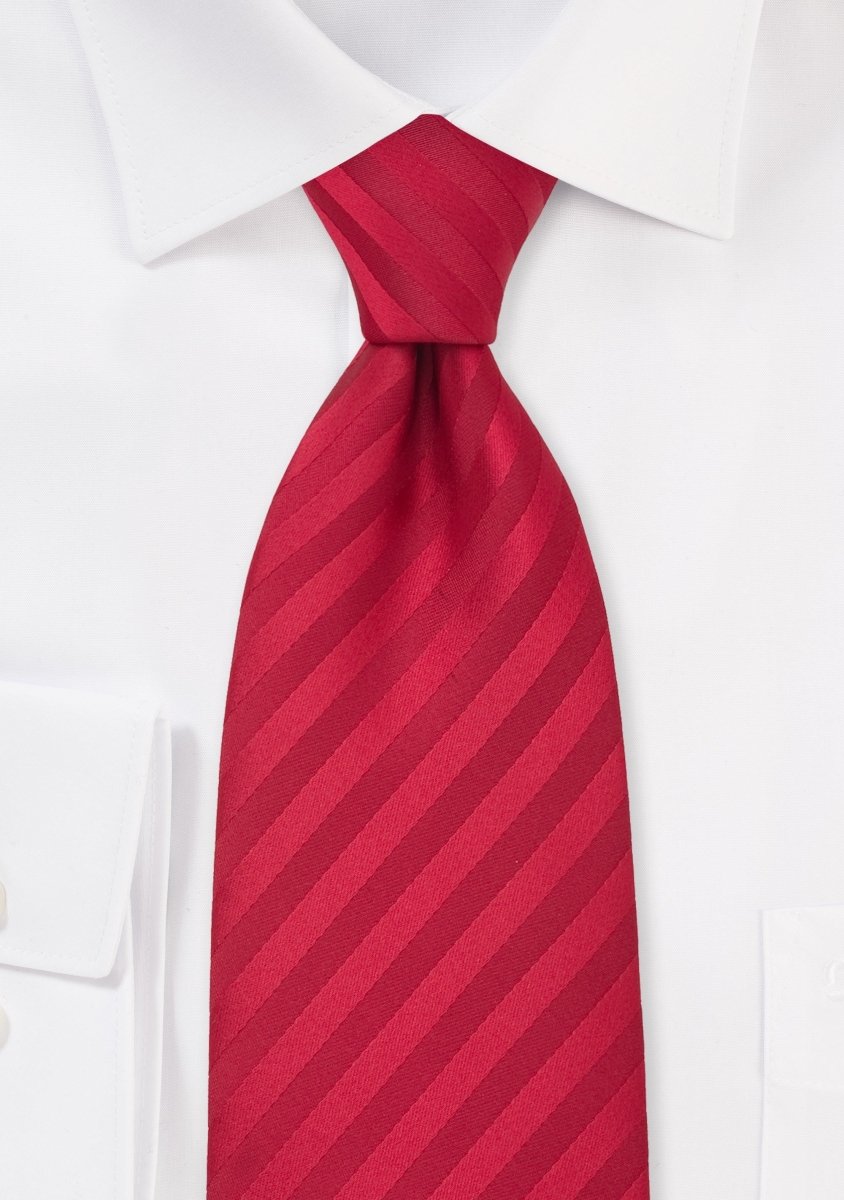Tonal Red Narrow Striped Necktie - MenSuits