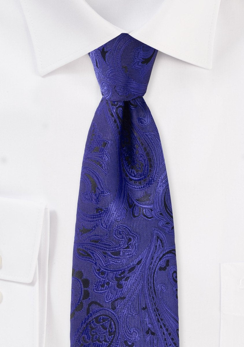 Ultra Marine Blue Proper Paisley Necktie - MenSuits