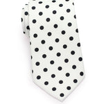 White and Jet Black Polka Dot Necktie - MenSuits