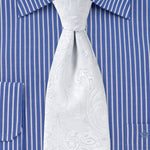 White Proper Paisley Necktie - MenSuits