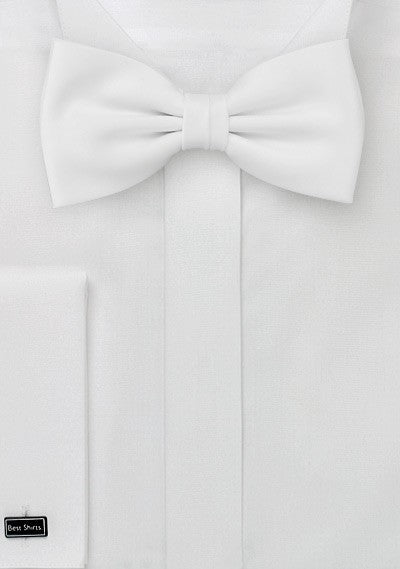 White Solid Bowtie - MenSuits