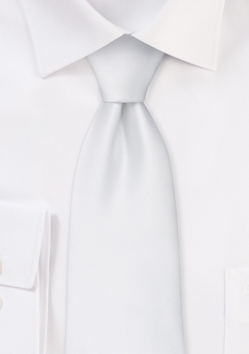 White Solid Necktie - MenSuits