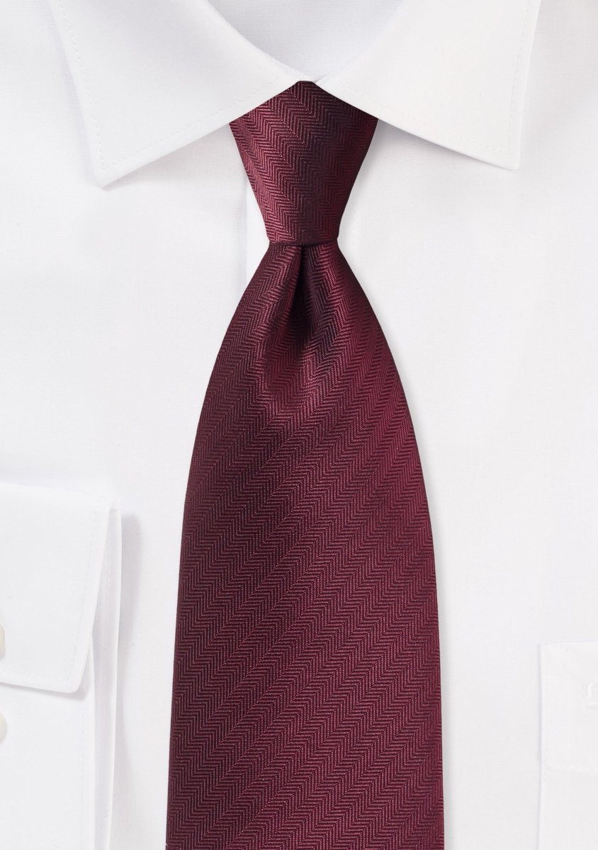 Wine Herringbone Necktie - MenSuits