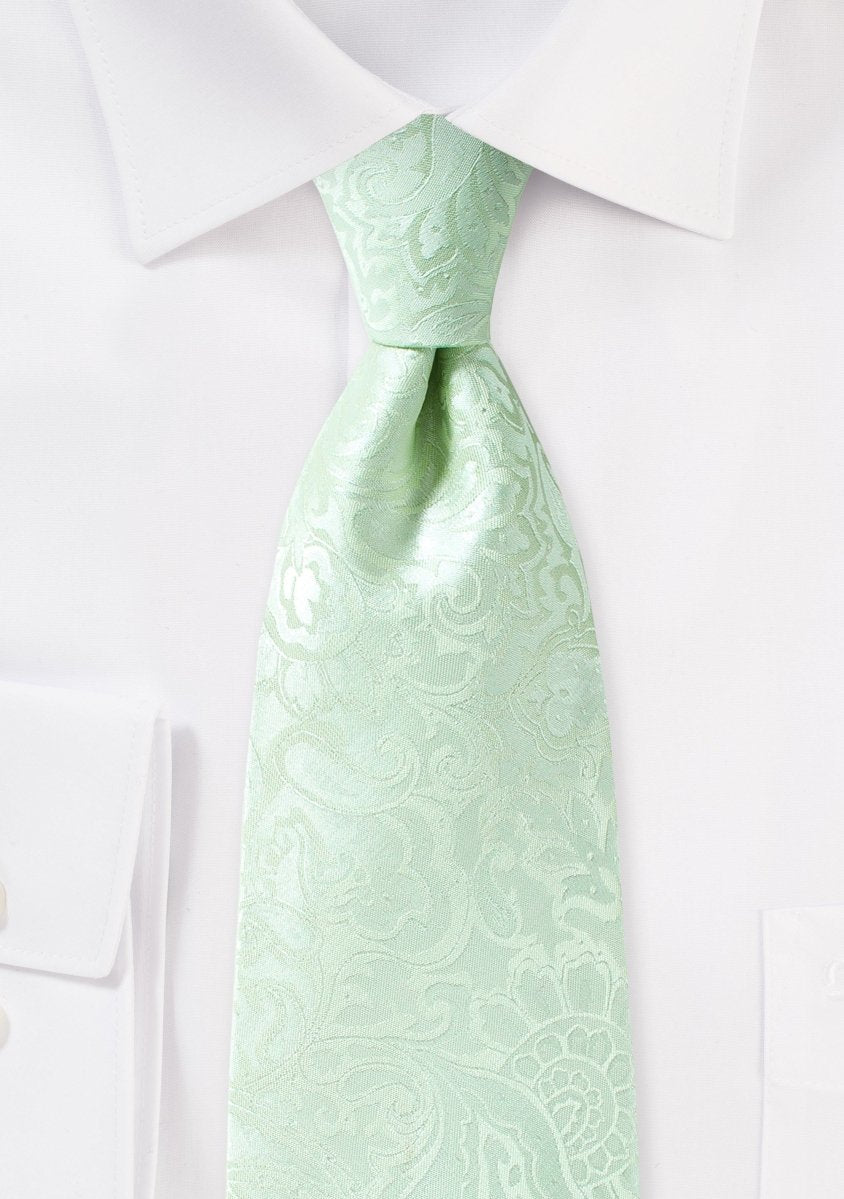 Winter Mint Floral Paisley Necktie - MenSuits
