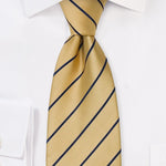 Yellow and Navy Narrow Striped Necktie - MenSuits